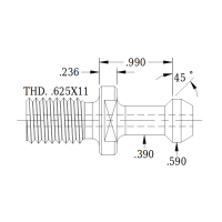 CAT40 45° MAS TYPE 1 PULL STUD